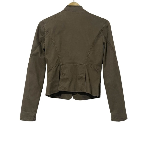 Armani Exchange Sage Green Military Style Ruffle Front Jacket Size Small Preppy - Picture 2 of 6